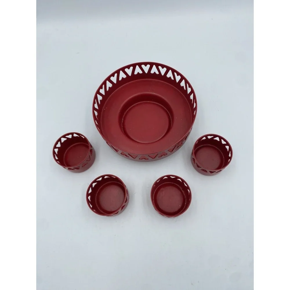 IKEA Red Metal Candle Holder Set Pillar And Votive Hearts Valentine's Day
